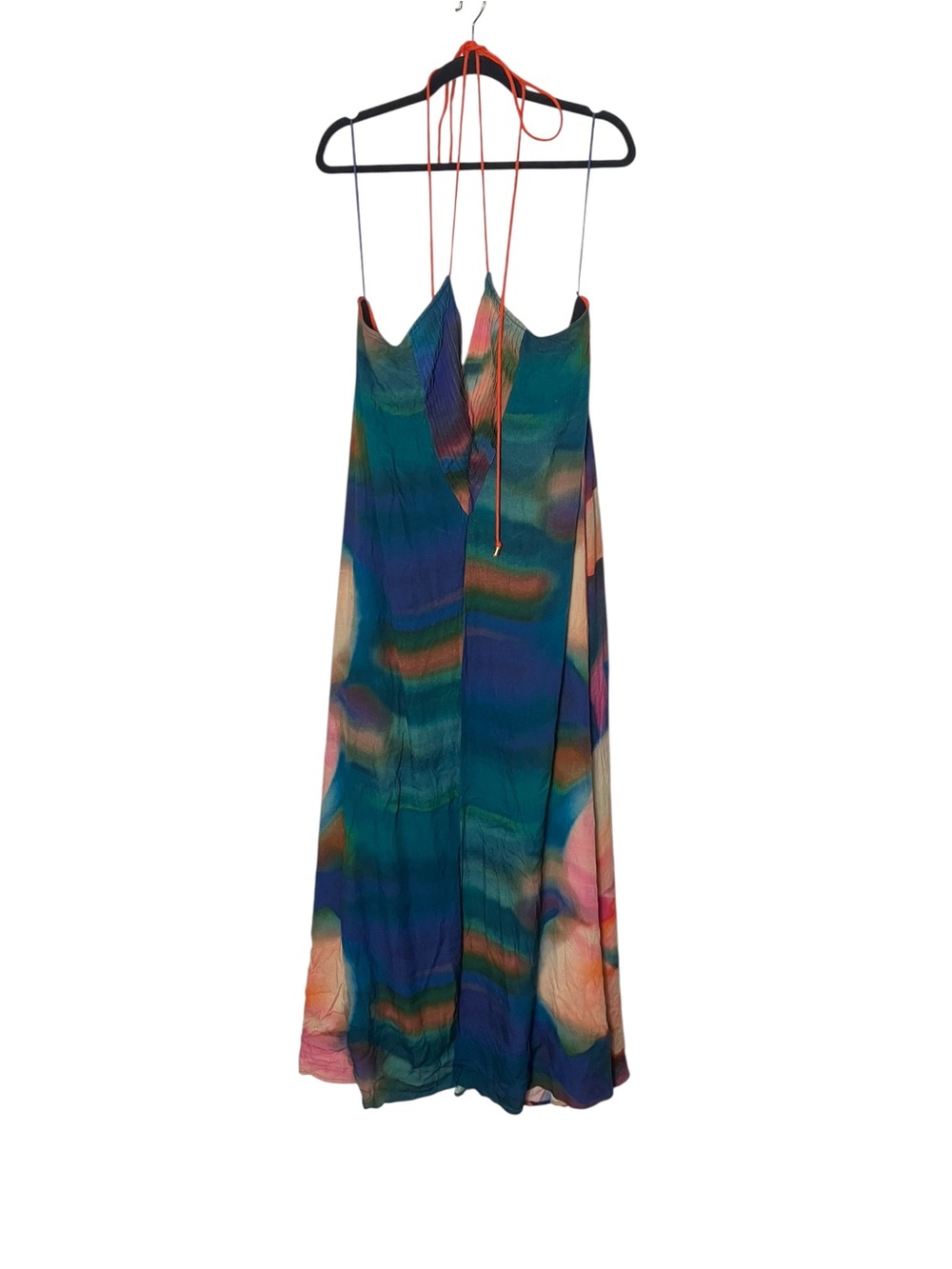 Free People Catalina Halter Maxi Dress Backless Rainbow Tie Dye Boho XL - Picture 3 of 7